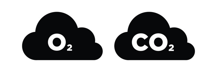 o2 emissions and co2 emissions vector icon illustration
