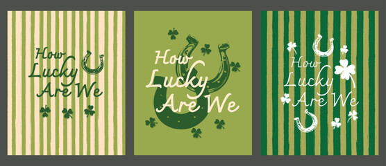 Naklejka premium How Lucky Are We Trendy Poster Set Retro Aesthetic