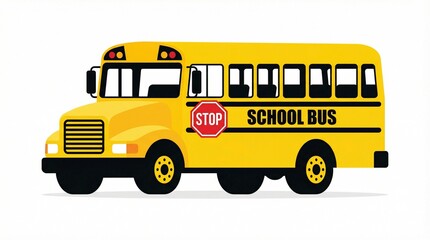 School bus with stop sign for student safety