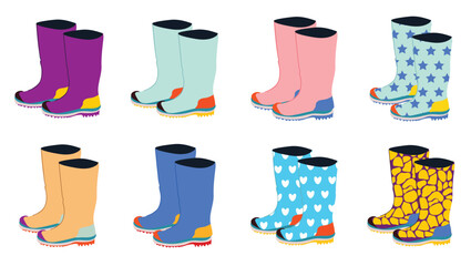  set of rubber boots different colors vector isolated on © Kingusv