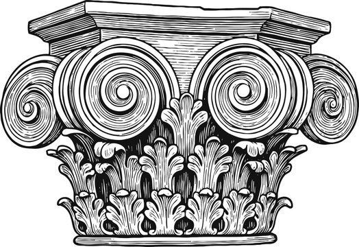 Intricate corinthian column capital with ornate acanthus leaves and volutes vintage architectural design