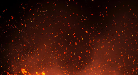 flying sparks from a burning fire