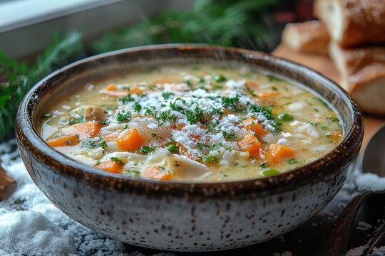 Bowl of soup with carrots and par pars.