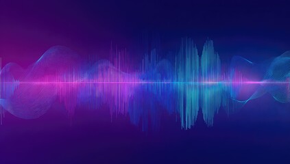 Abstract visual of audio sound waves, vibrant colors, energy display on a dark background