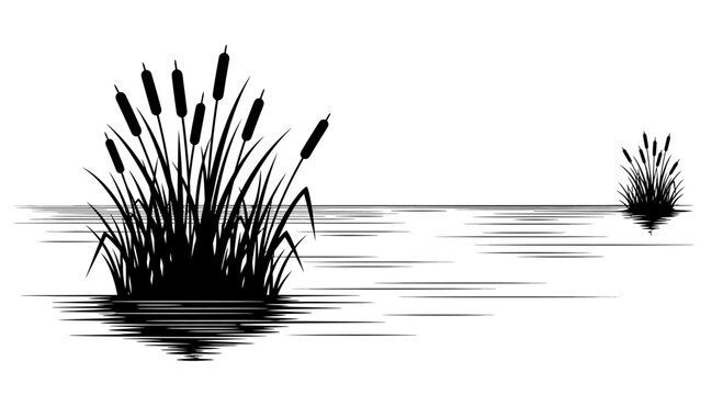 Cattails Growing in the Water.