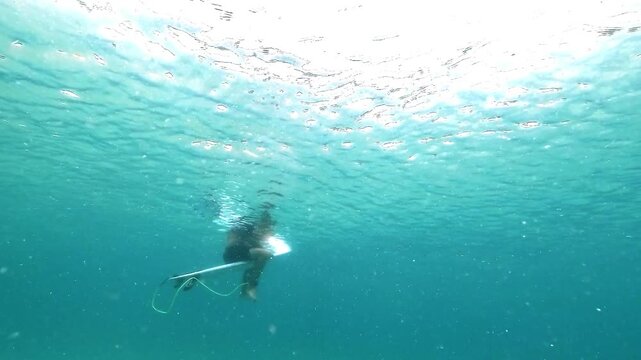 Surfer Seen from Below as Shark Attack Perspective