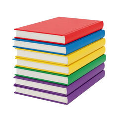 Stack of Colorful Books Isolated on White Background.