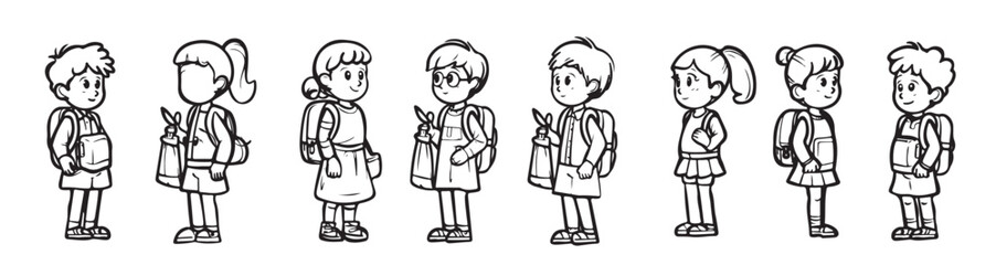 set of school child
