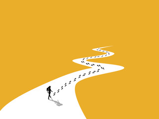 businesswoman on the street followed the footprints