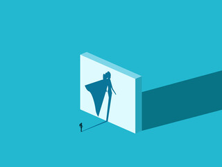 businesswoman sees a hero in herself.