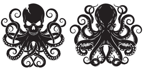 Detailed octopus graphic art with intricate decorative style silhouette art and illustrator eps 10 © md