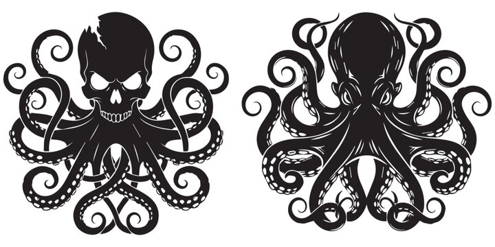 Detailed octopus graphic art with intricate decorative style silhouette art and illustrator eps 10