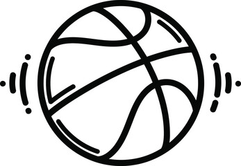 Simple line art drawing of a basketball in motion © LoveU