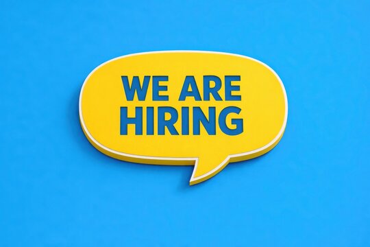 Recruitment Appeal: A speech bubble with WE ARE HIRING text, an eye-catching visual. It's designed to attract potential candidates. 