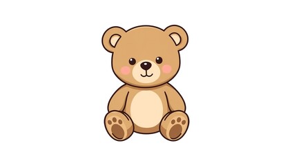 Obraz premium A cute cartoon teddy bear sitting on a white background with a sweet expression