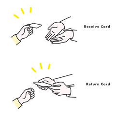 カード受け渡しのイメージイラストセット
