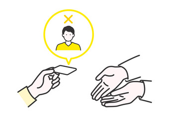 本人不在のため代理でカードを手渡しているイメージイラスト
