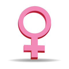 Modern illustration of the female gender symbol in pink color, isolated on a white background