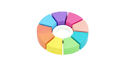 Obraz premium Colorful Pie Chart Segments on White Background