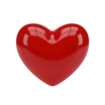 Shiny red heart on transparent background symbolizing love and affection