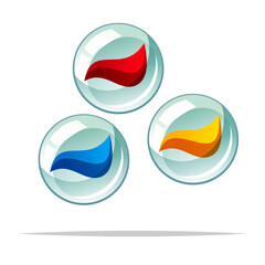 Cartoon glass marble vector isolated illustration