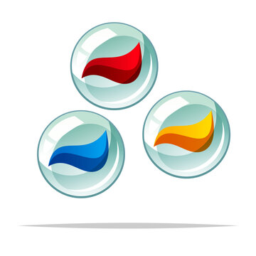 Cartoon glass marble vector isolated illustration