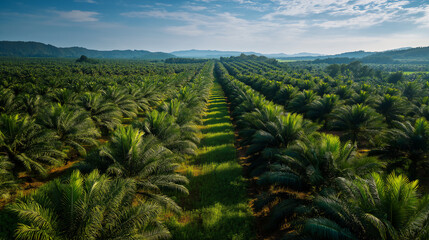 Naklejka premium Oil palm plantation in southern in Thailand.