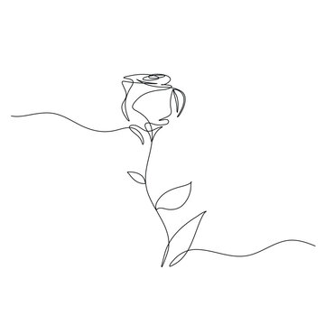 One line drawing of a rose with abstract shapes, minimalist vector design for wall art and home decoration