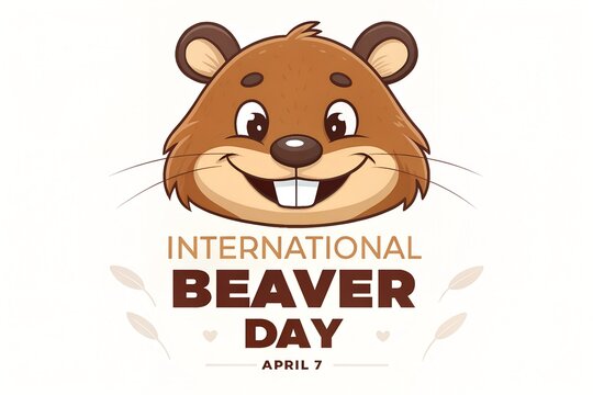 Adorable cartoon illustration celebrating international beaver day on april seventh with a cheerful animal face featuring prominent buck teeth and smiling expression