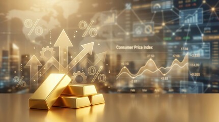 Gold bar gold price gold investment financial growth economic inflation market trend global finance wealth concept safe haven asset profit increase gold bar gold price gold investment financial