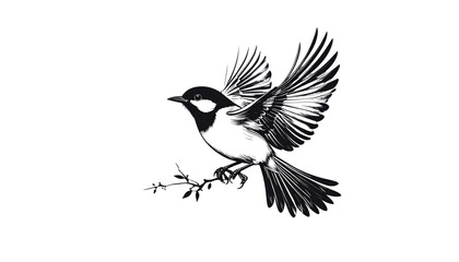 Obraz premium A cute black crow vector illustration of a bird sitting on a winter tree branch featuring a detailed wing and beak sketch for wildlife nature design art