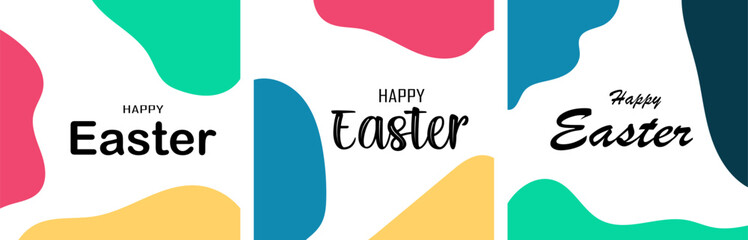 Fototapeta premium Happy Easter Day Posters Bundle Spring Holiday Greeting Set