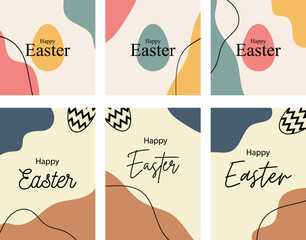 Happy Easter Day Posters Bundle Spring Holiday Greeting Set