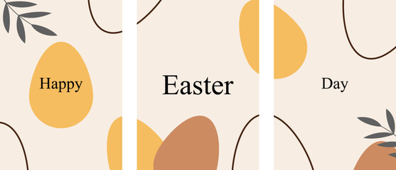 Happy Easter Day Posters Bundle Spring Holiday Greeting Set