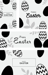Happy Easter Day Posters Bundle Spring Holiday Greeting Set