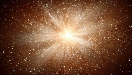 An intense, radiant, starburst-like explosion, filled with shimmering light and particles