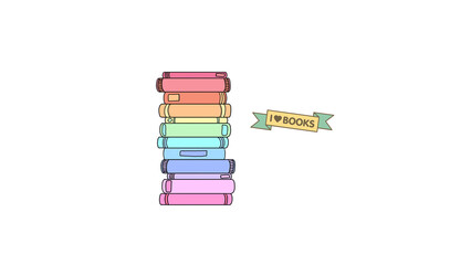 Fototapeta premium Colorful Stack of Books Illustration - Minimal illustration of colorful stacked books, symbolizing knowledge, education, and learning.