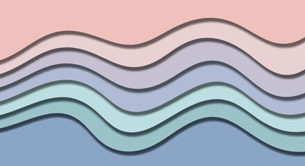 Fototapeta premium Abstract layered wavy design with gradient colors, creating a sense of depth and movement.