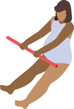 Pregnant woman exercising with pool noodle in swimming pool, enjoying healthy lifestyle during pregnancy