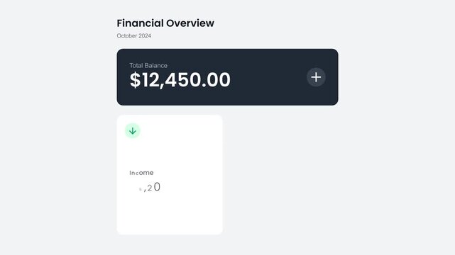 Financial overview user interface dashboard card animation