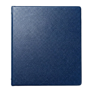 Closed dark blue textured ring binder folder
