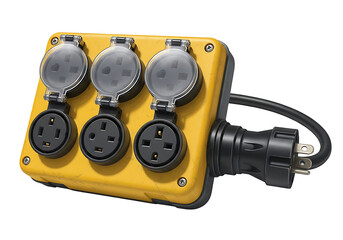 Yellow Power Strip with Multiple Outlets.