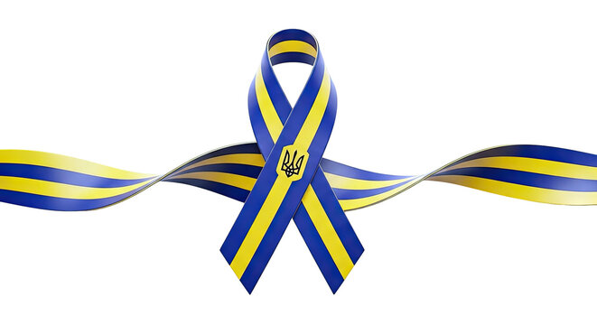 Ukrainian Ribbon with Tryzub Symbol