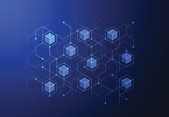 Fototapeta premium Abstract blockchain digital technology concept. Big data design. Vector illustration
