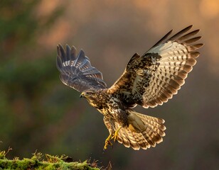 Obraz premium A large brown bird with outstretched wings