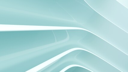 Abstract wavy curved 3d render. turquoise soft layers of plastic with lines, folds, ruffles. Modern wallpaper, texture pattern. 3D Illustration