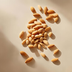 Minimalist Scattered Almonds on a Soft Neutral Background for Healthy Lifestyle Themes