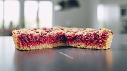 Whole grain berry pie with a crumbly crust and glossy top layer. Generative AI
