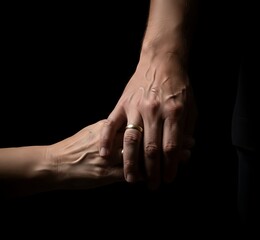 Fototapeta premium man and woman hands Black screen design 
