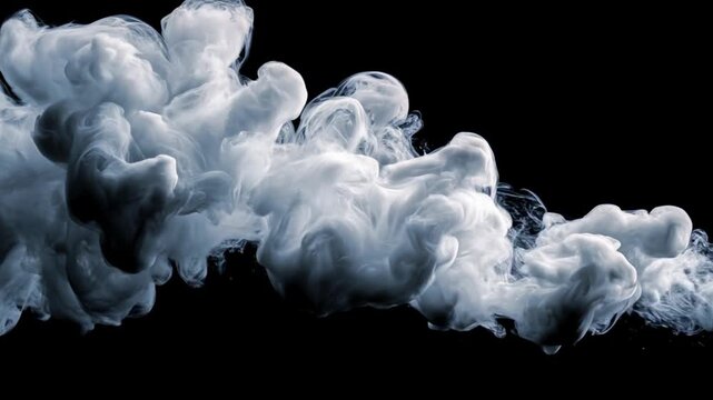 Smoke trails form with varying motion densities concept. White smoke swirling in dark background with soft flowing texture and abstract shapes